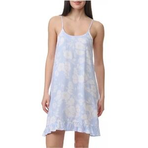 Splendid Women Printed Ruffled-Hem Chemise Nightgown Shadow Floral White Size XL